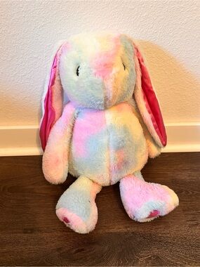 Bunny rabbit plush tie-dye stuffed pastel color pink hears 2 scoops brand